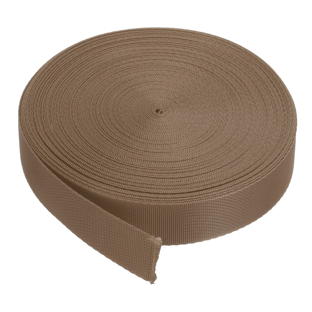 Flat Nylon Webbing Strap 1 Inch 10 Yards Brown for Backpack, Luggage-rack