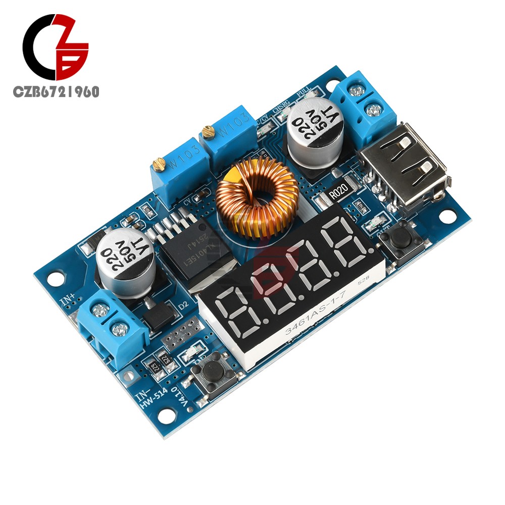 Adjustable 5A CC/CV Power Step-down Charge Module LED Driver W/ USB Voltmeter