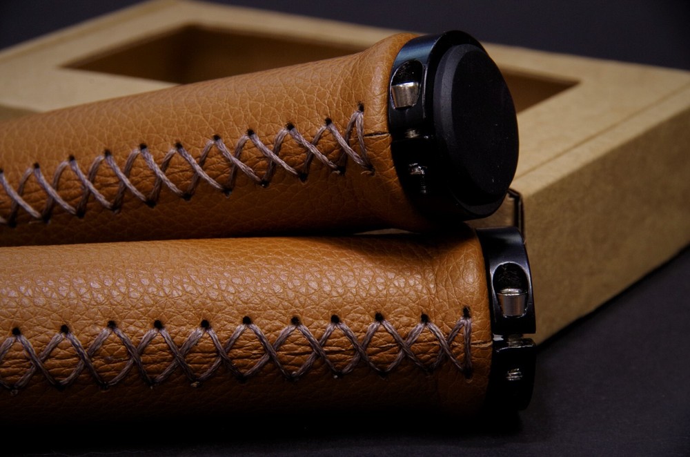 Leather Grips for Bicycle. Light brown.