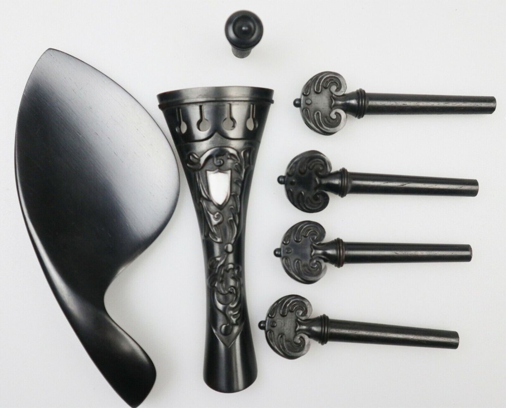 3 set Different Great Violin accessories engraved pattern Peg Tailpiece Chinrest