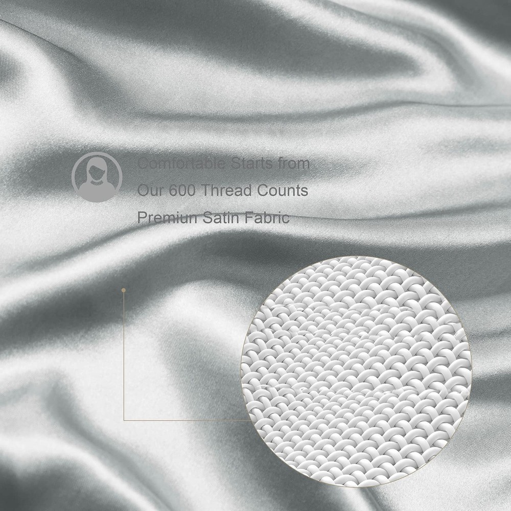Silk Throw Blanket - Silver Grey Cooling Packable Satin Blanket for Couch, Be...