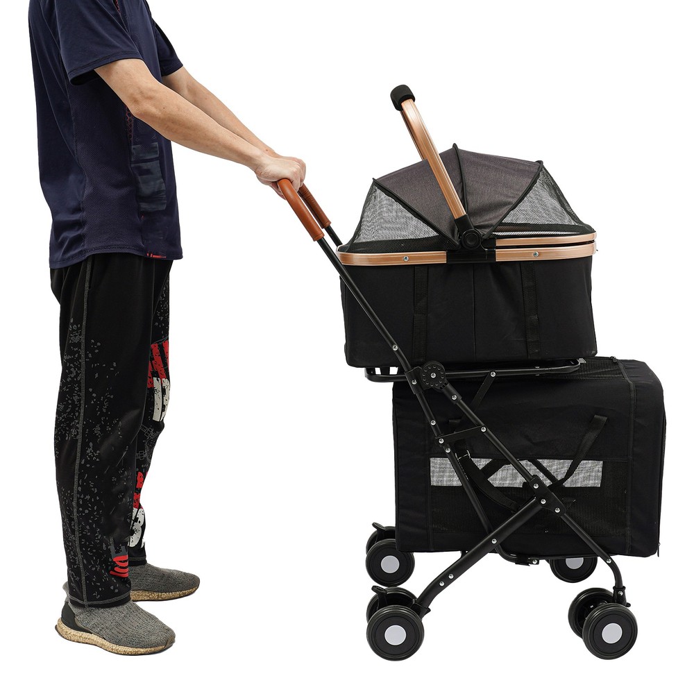 Dog & Cat Foldable Pet Stroller, Foldable Pet Stroller for Small & Medium Dogs