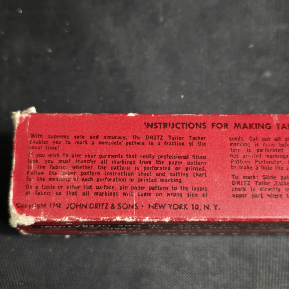 Vintage Dritz Tailor Tacker Sewing Pattern Tool USA Aluminum Box