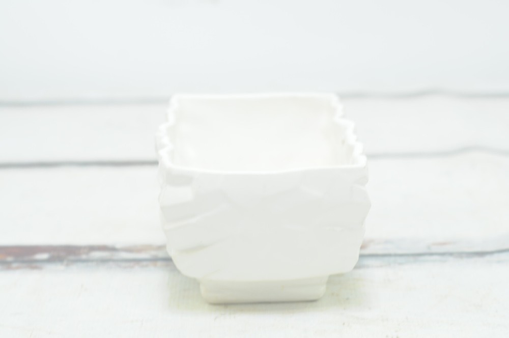 Vintage McCoy Geometric Pottery White Rectangular Window Box Planter Flower Pot