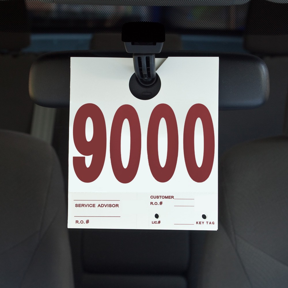 AUTO SERVICE NUMBERED HANG TAGS FOR AUTO SERVICE VEHICLE IDENTIFICATION