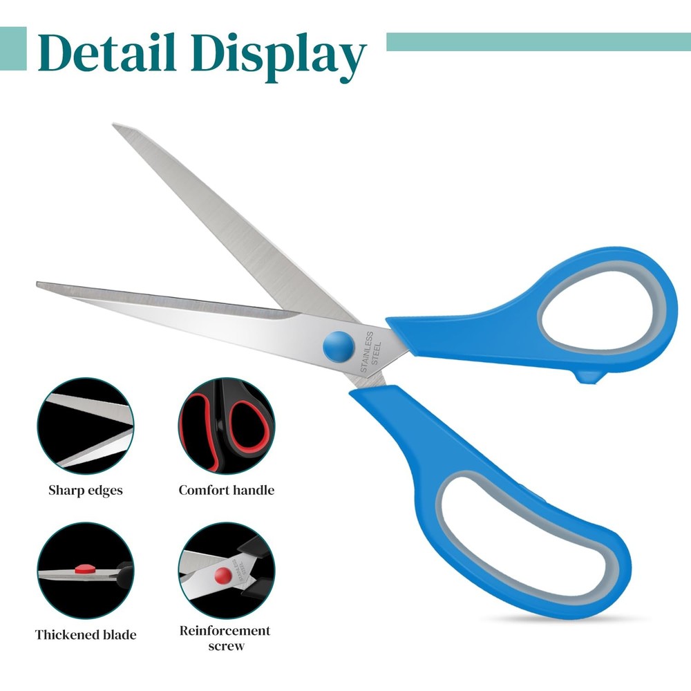 Scissors Bulk 48 Pack,8" Multipurpose Heavy Duty Sharp Scissors,Stainless Ste...