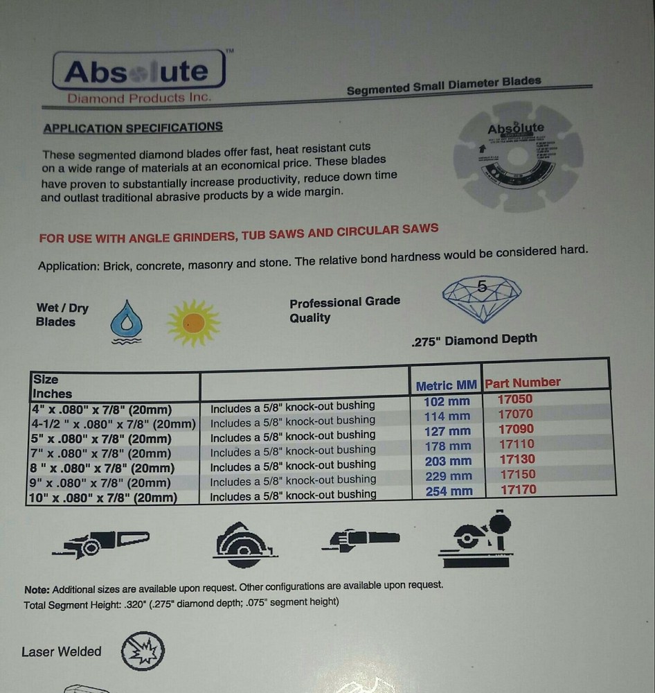 8" Segmented Diamond Saw Blade #17130