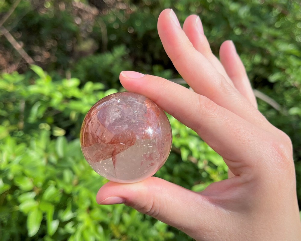 Hematoid Quartz Crystal Sphere LARGE 2" Sphere + Stand (Fire Quartz Sphere)