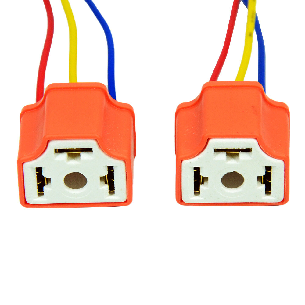 2X H4/9003 Female Ceramic Headlight Connector Pigtail Plug Adapter Socket US