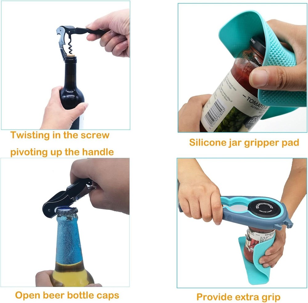Jar Opener, Multi-function Bottle Opener Non Slip Rubber Jar Opener Gripper Pad