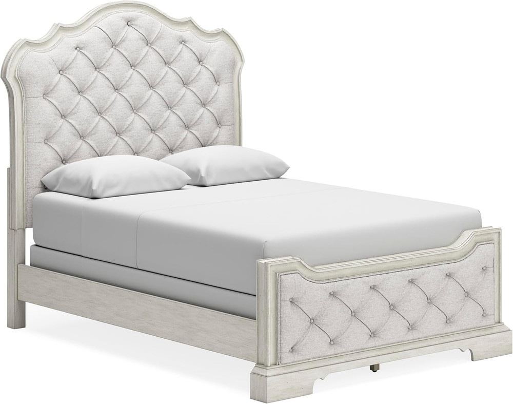 Arlendyne Classic Tufted Upholstered Panel Headboard, Queen, White