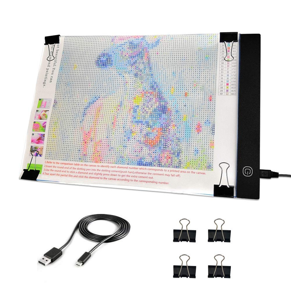 A4 LED Light Pad - Diamond Art Light Box Tracing Light Board with 3 Brightnes...