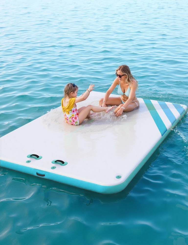 Inflatable Floating Dock Air Dock Platform, Non-Slip Surface Thick Lake Floats