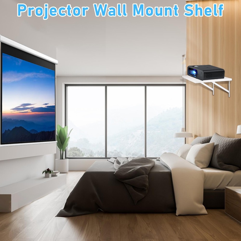 2 PCS Projector Wall Mount Shelf Deep Floating Rack Holder Modem Router Decor