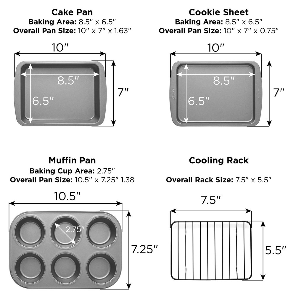 Ecolution EIOGY-1204 Toaster Oven Bakeware 4Piece Set | Nonstick Heavy Duty C...