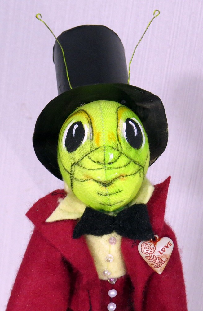 Cloth Art Doll Printed Pattern “Dapper Cricket” By Sharon Mitchell