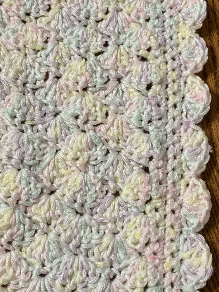 Handmade Crocheted Baby Blanket & Hat - Pastel Shells