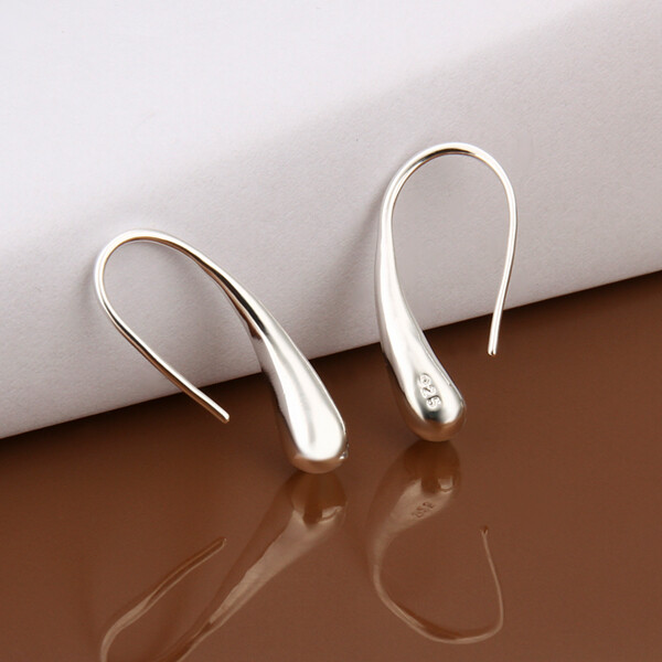 2PCS 925 Sterling Silver Threader Drop Dangle Hook Earrings teardrop hanging