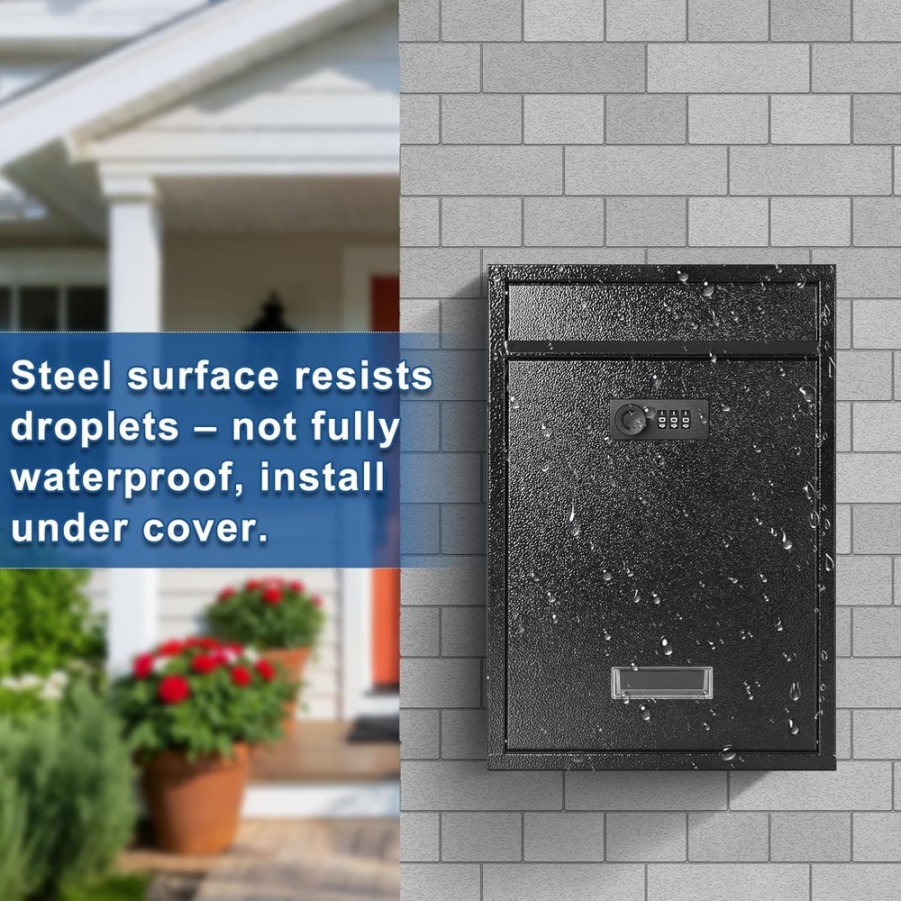Locking Wall Mount Mailbox, Mail Boxes with Combination Lock for Outside, Sec...