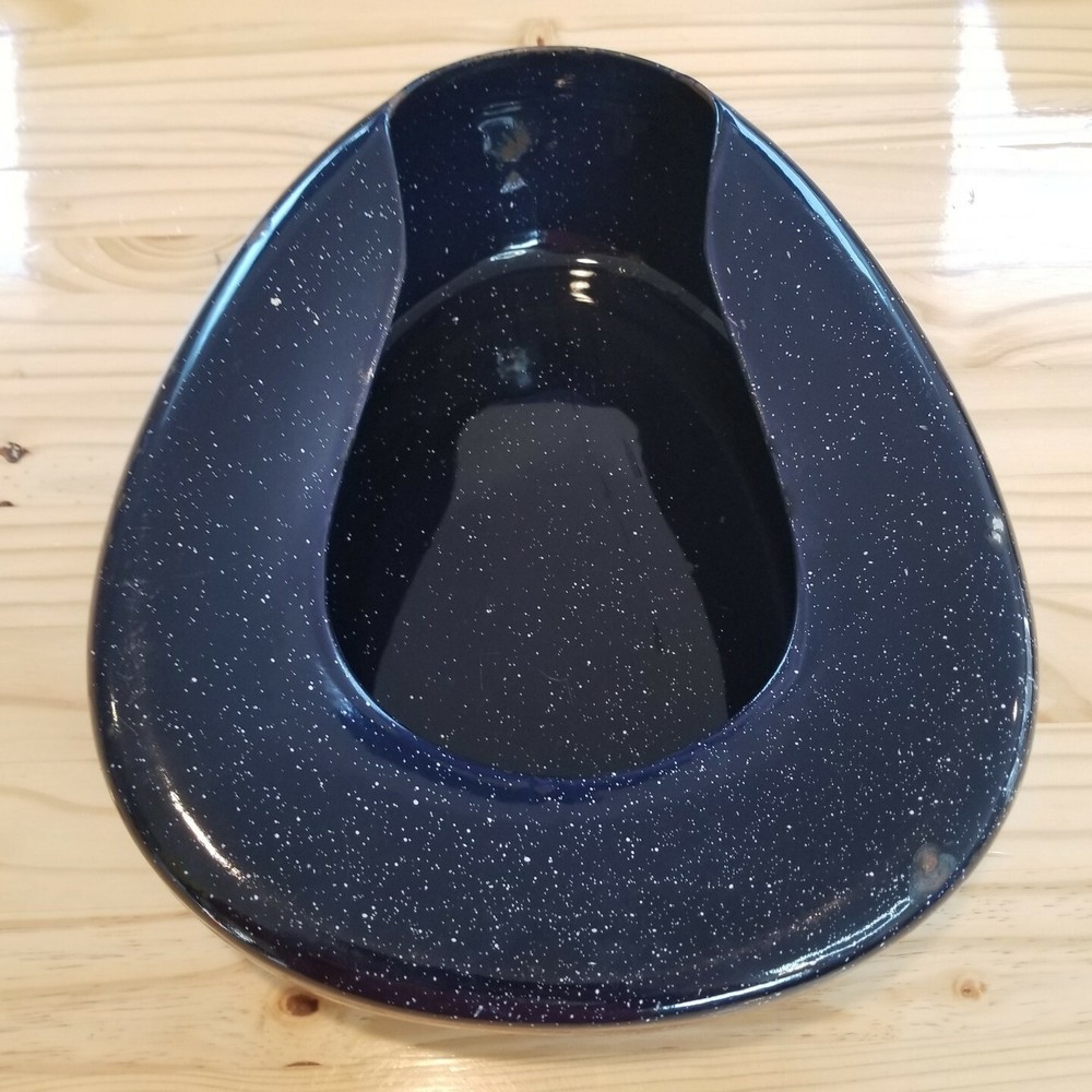 Blue Enamelware Vintage Bedpan