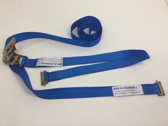 (6) 2" x 20' Blue Interior Van Strap Ratchet Assembly with E-Track Fitting