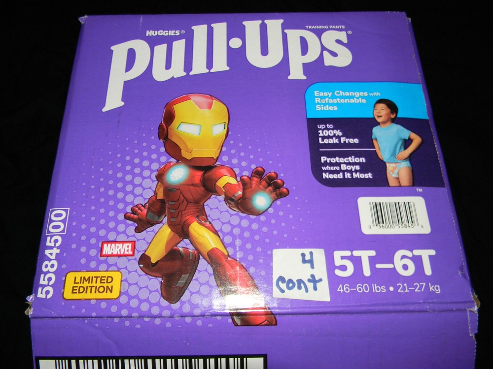 4 sample Huggies Pull-ups 5t-6t over 40-60 Lbs. (Iron Man)