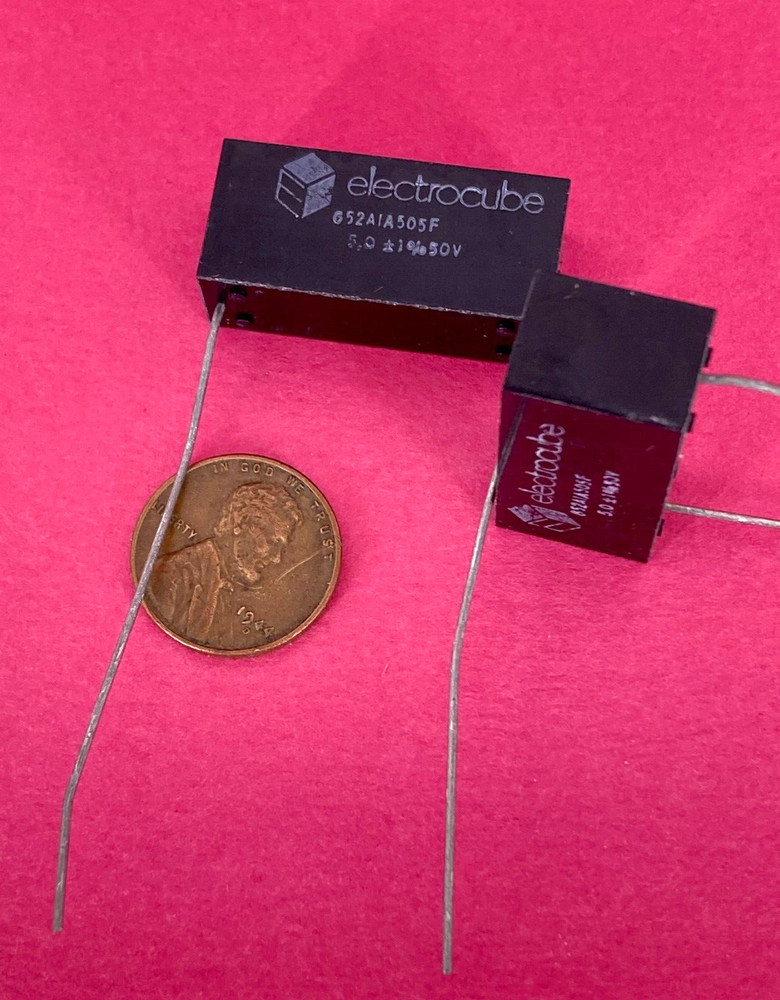 2X ELECTROCUBE 5uF 50V 1% CAPACITORS METALLIZED POLYCARBONATE ~ NOS