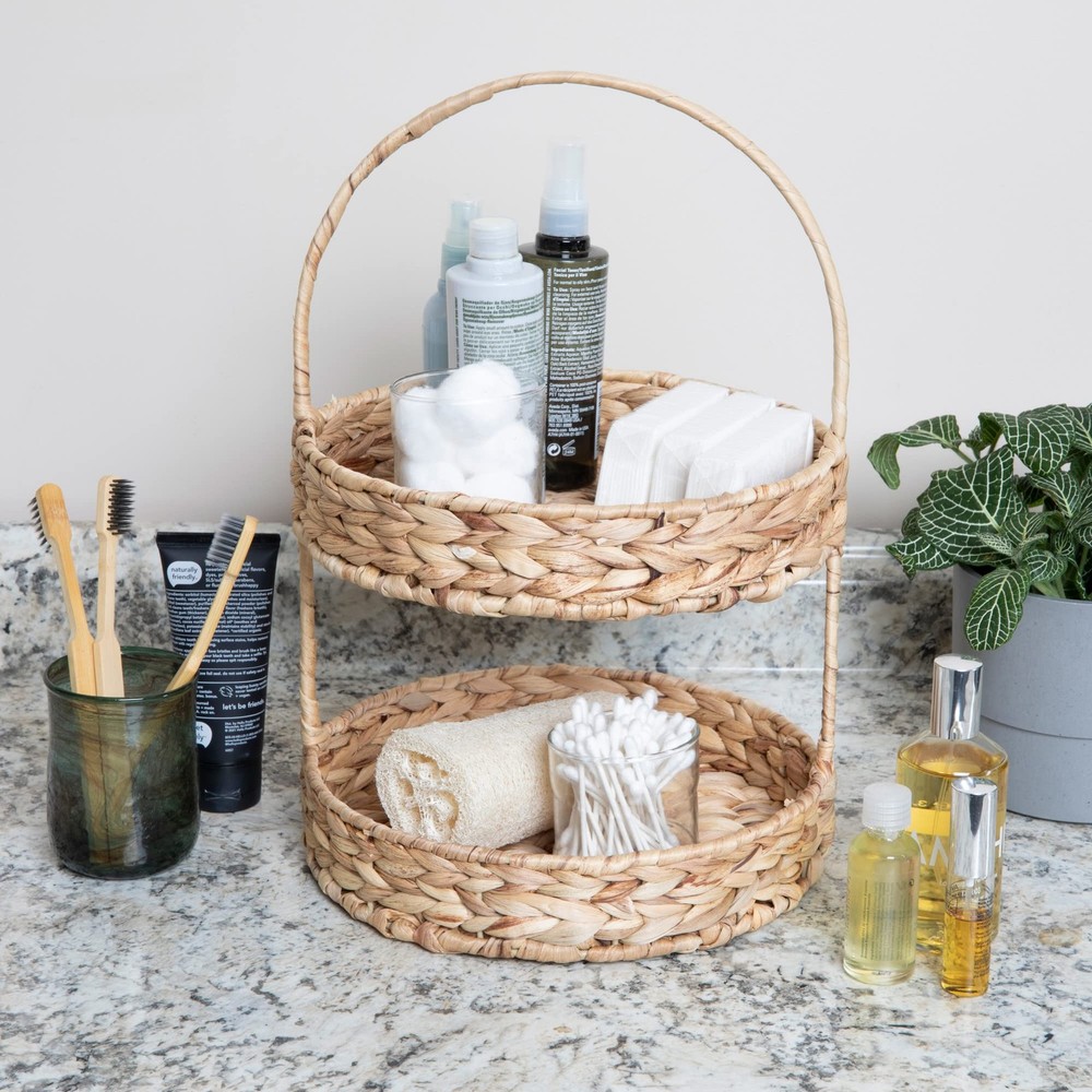 Water Hyacinth 2-Tier Tray, Natural
