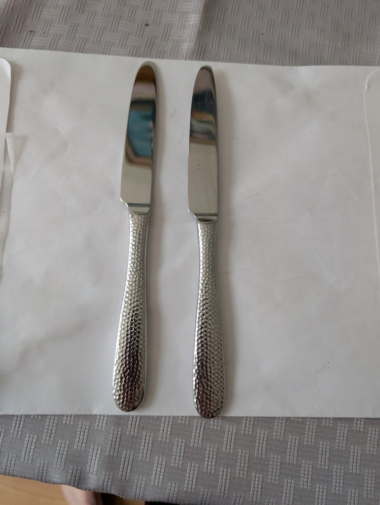 D&V Design And Value Dinner Knife 2 Pc Stainless Flatware Replacement Hammered