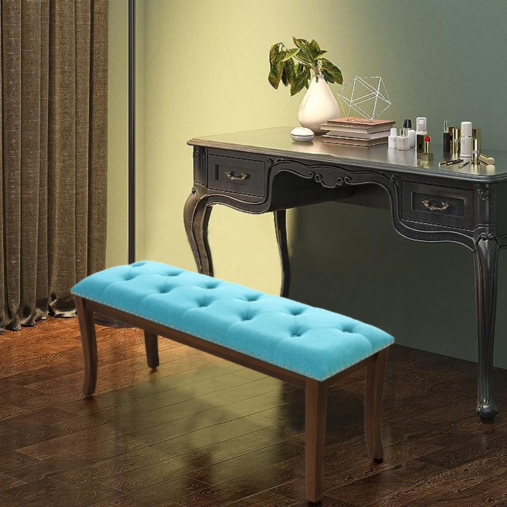 PHI VILLA Upholstered Bench Rectangular Tufted Ottoman for Entryway Bedroom
