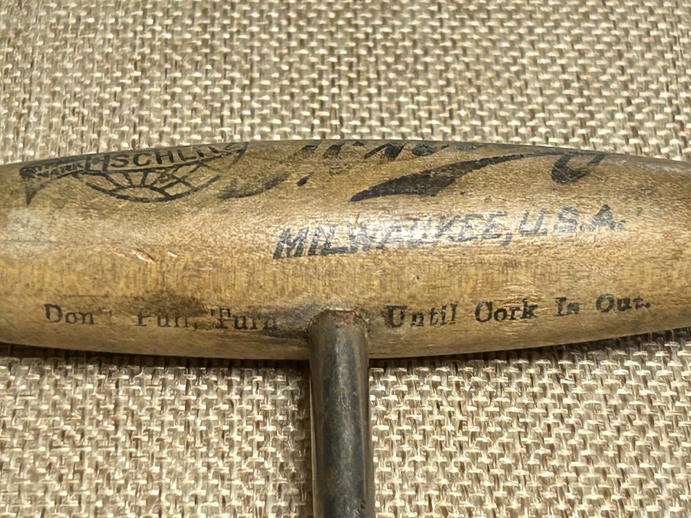 Antique Schlitz Beer Corkscrew Opener Bladed Worm Handle