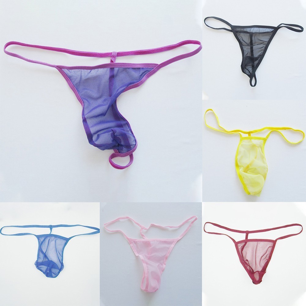 Mens Liquid Stretch Thong Underwear See-through Mesh  Cut G Strings New