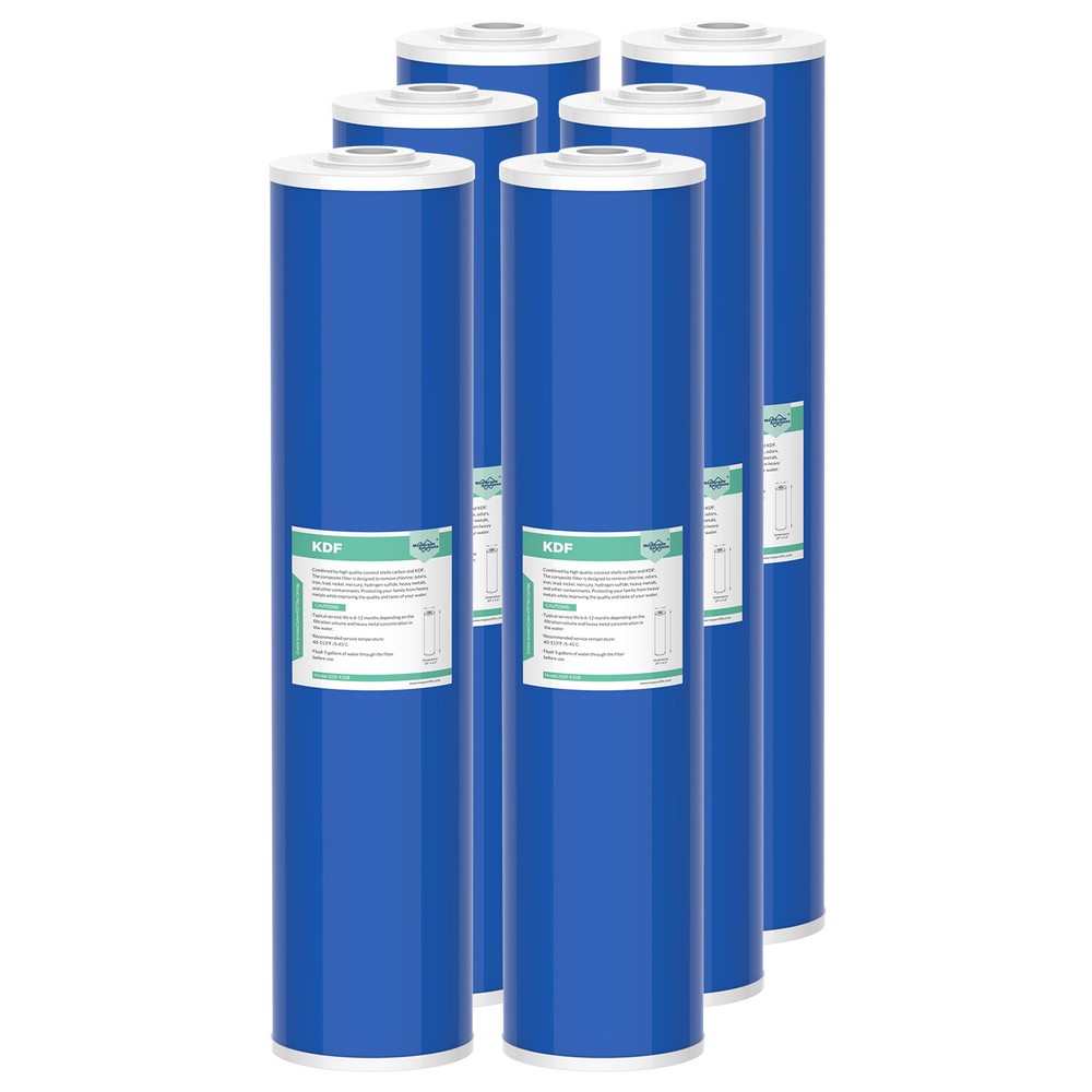 1-6 Pack 20"x4.5" KDF GAC Big Blue Whole House Water Filter Heavy Metal Removal