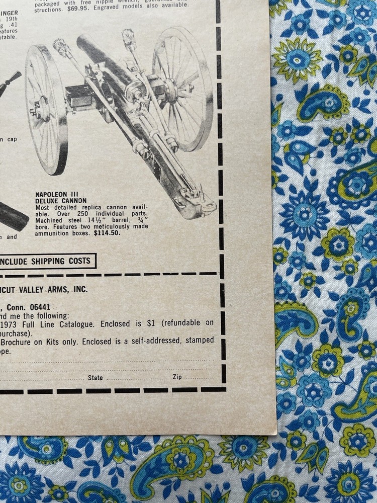 Vintage 1973 Connecticut Valley Arms Muzzle Loading Guns Print Ad