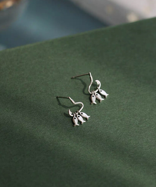 fish and hook earrings 925 sterling silver