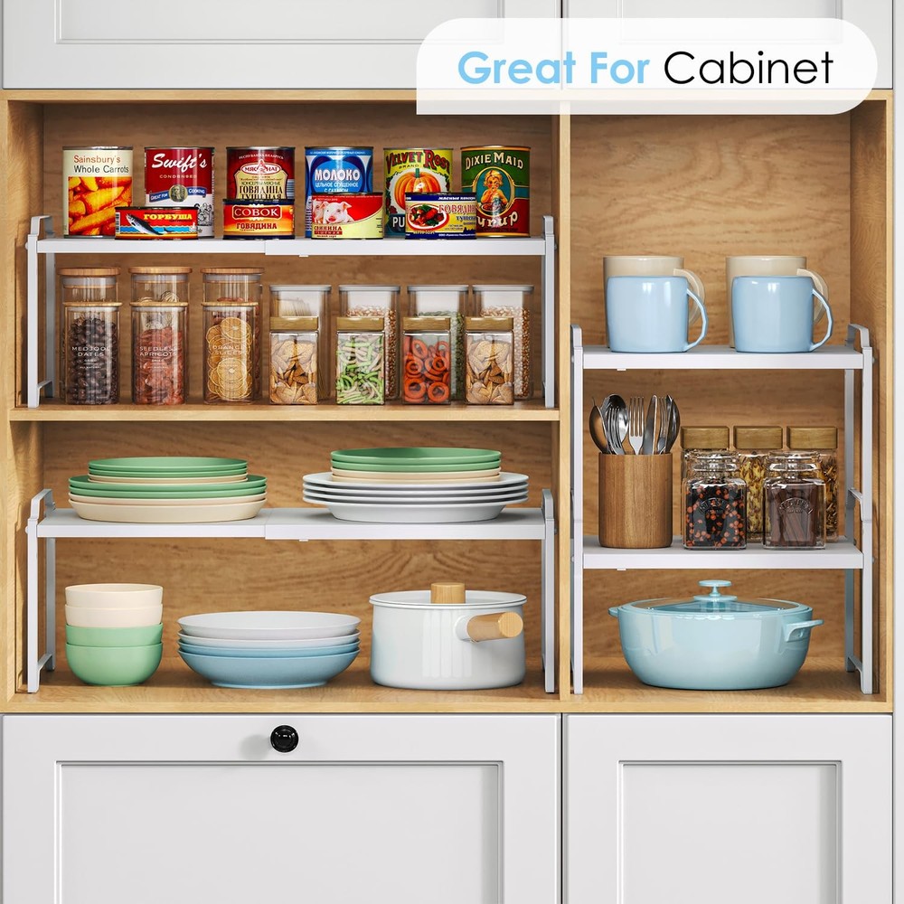 2 Pack 11” Width Expandable Kitchen 2 Pack: 11"D x 23.6"W x 8.7"H, White
