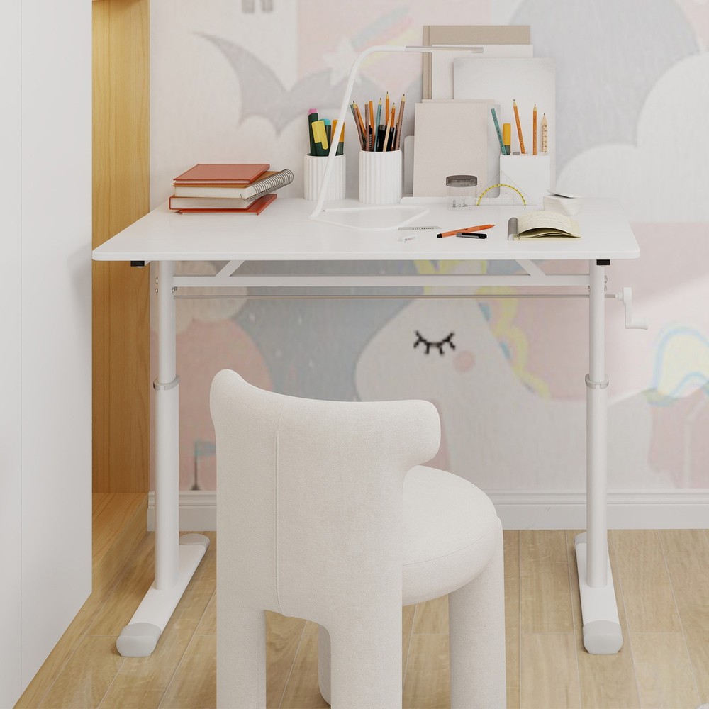 White Adjustable Study Home/Office Desk Height-Adjustable Multi-Purpose for Kid
