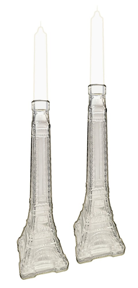Eiffel Tower Bottle Candle Holders Set of 2