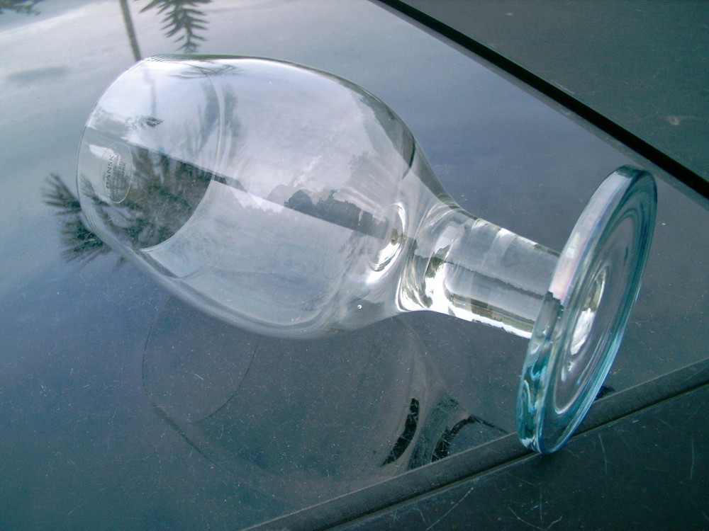 DANSK 7" STEMMED LIGHT BLUE BASE TRIM GLASS REPLACEMENT
