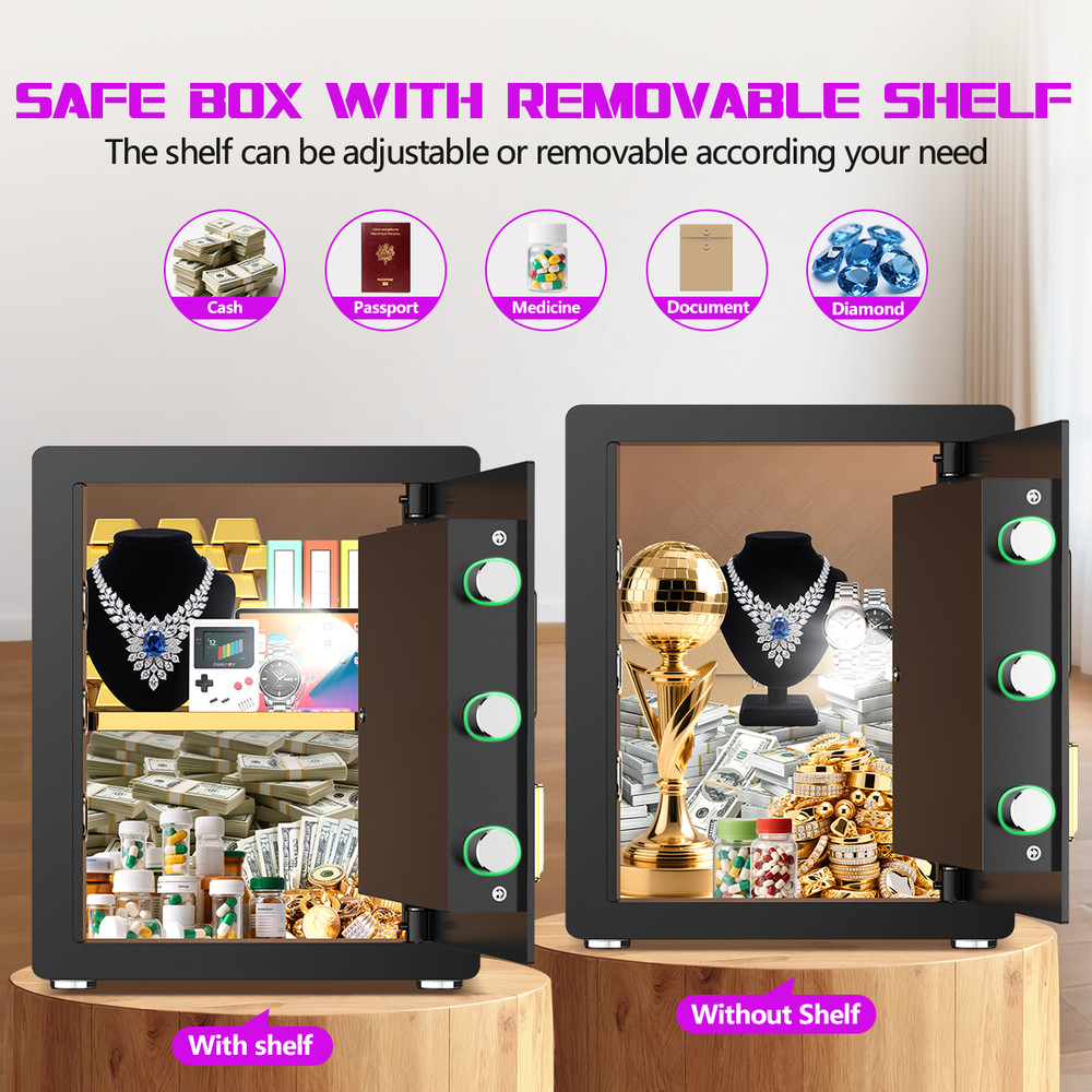 3.0 Safe Box Adjustable Shelf Digital Panel for Home Office Anti-Theft Security