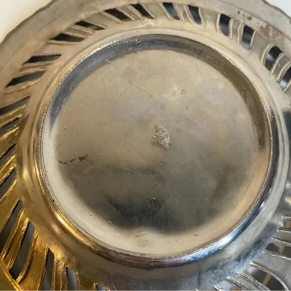Vintage Ornate Silver Plate Grape Vine Wine Bottle Coaster Makers Mark On Bottom