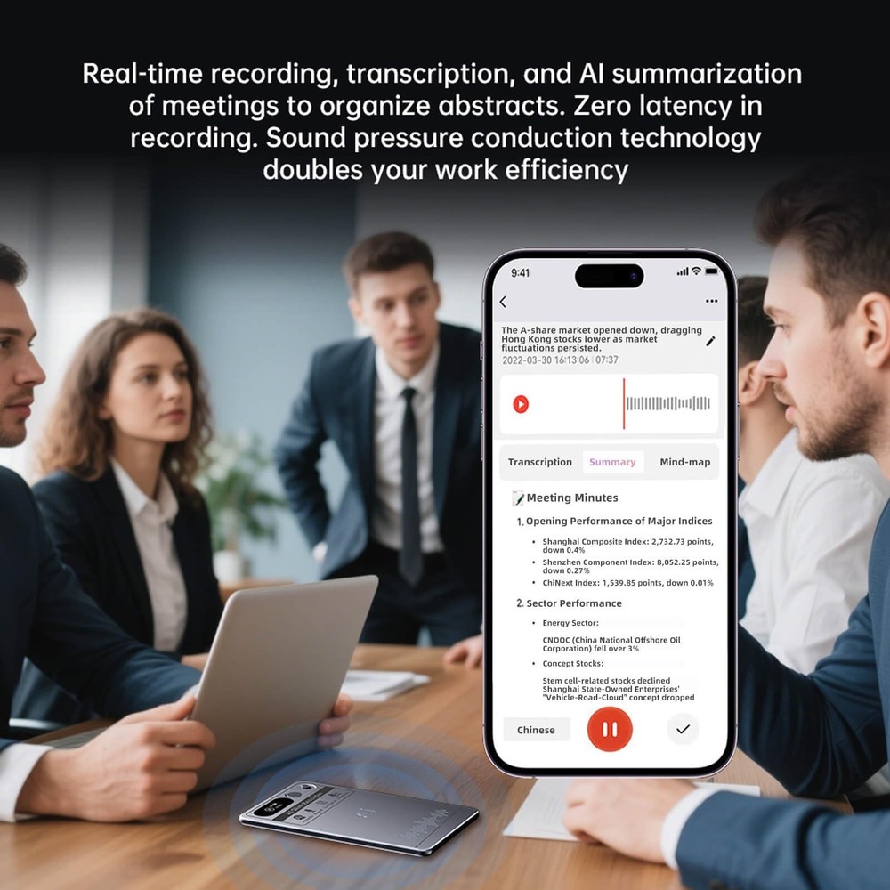 WILIBUT AI Voice Recorder with App Control, Advanced Transcribe & Grey