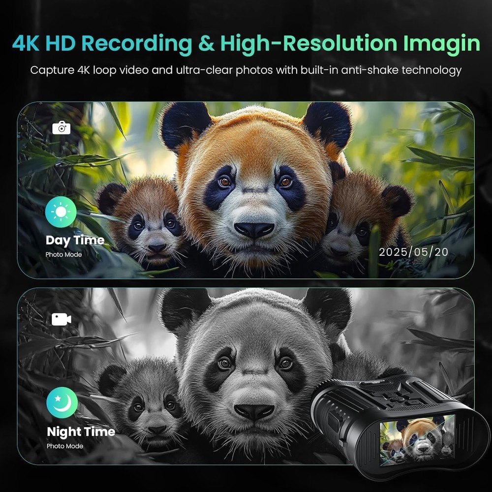 High-Resolution Night Vision Binoculars with IR Illuminator