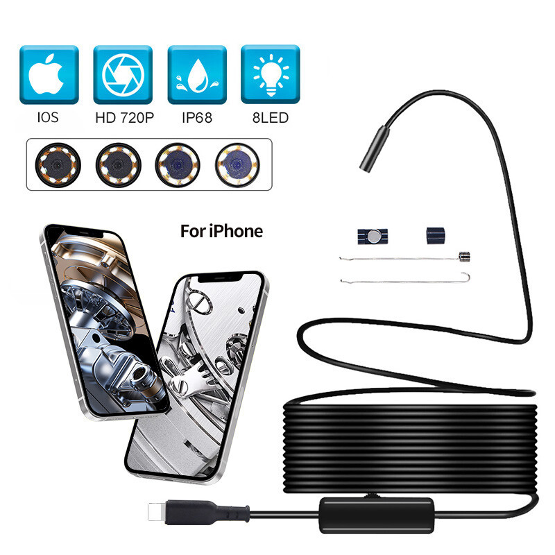 1/2/3/5M Endoscope Android iPhone Type-C Borescope Waterproof Inspection Camera