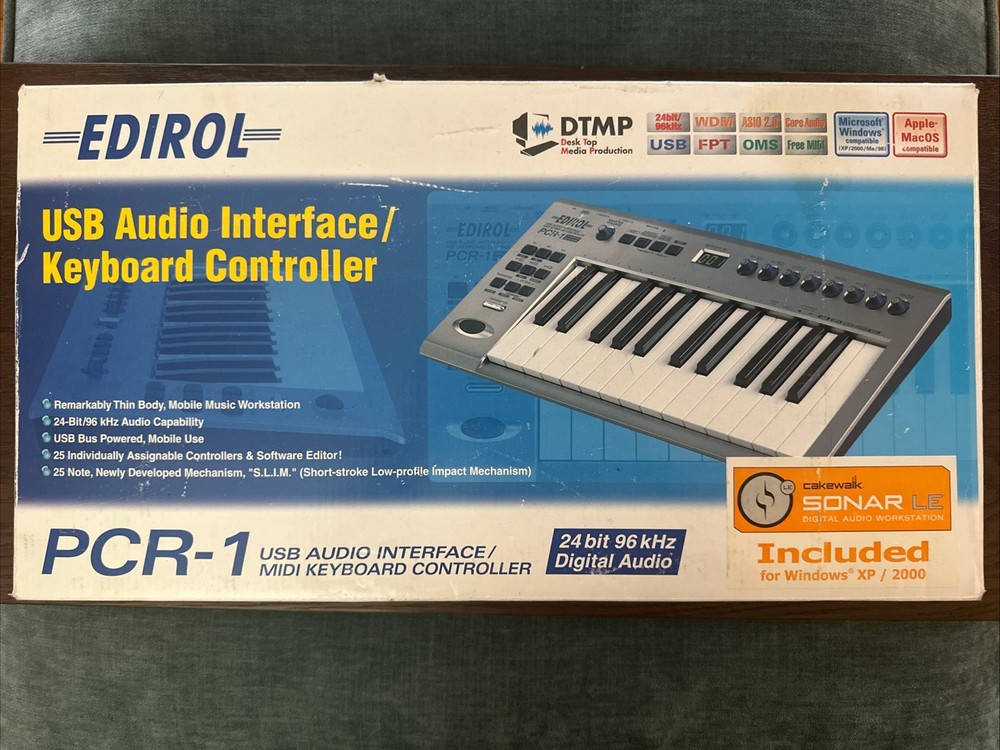 Edirol PCR-1 USB Audio Interface/ Midi Keyboard Controller Silver 24 Bit 96 kHz