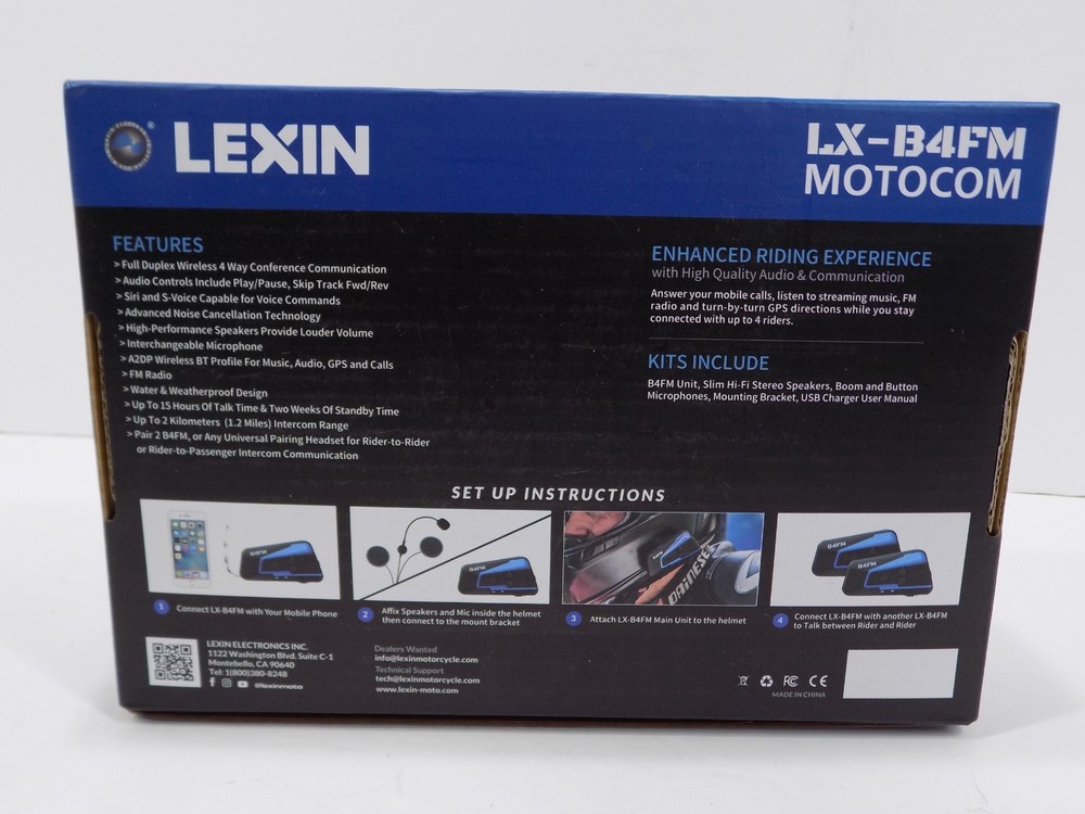 NEW Lexin B4FM Motorcycle Bluetooth Intercom Dual Pack Open Box