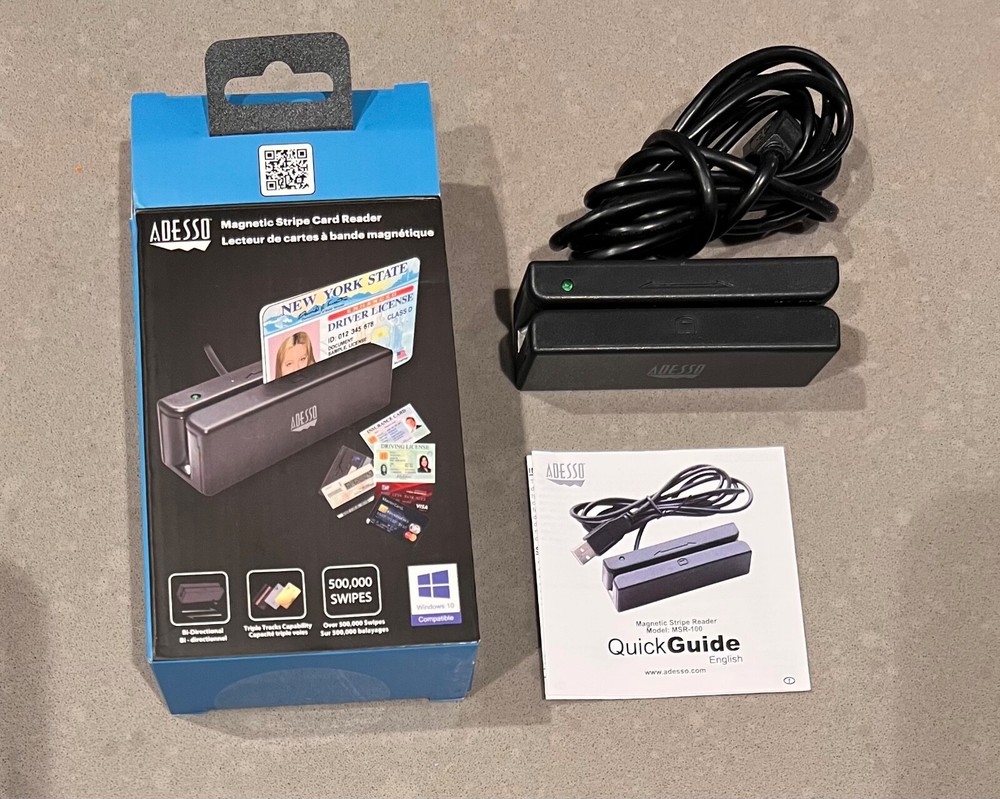 Used Adesso MSR-100 Magnetic Stripe Card Reader (MSR-100)