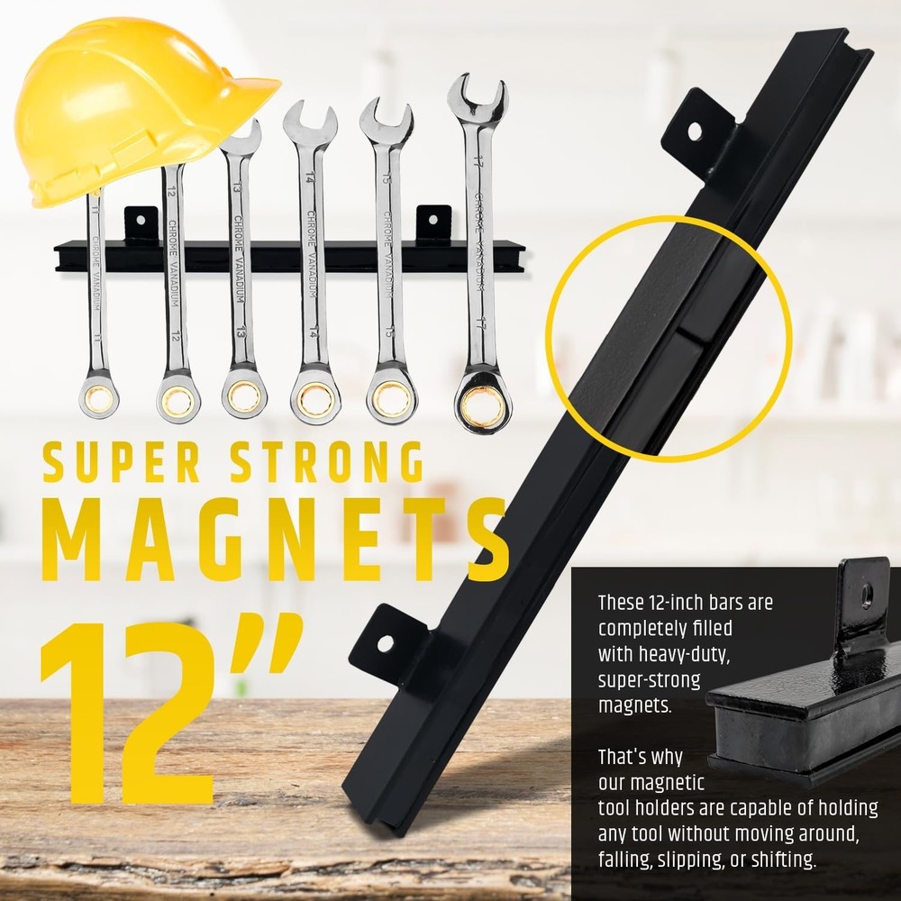 Heavy-Duty Magnetic Tool Holders with Strong Pull Force - 4 Pack Organizer
