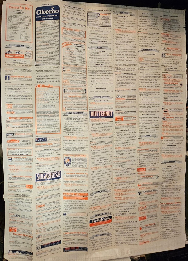 1977 EASTERN SKI MAP GUIDE. See Description For More.
