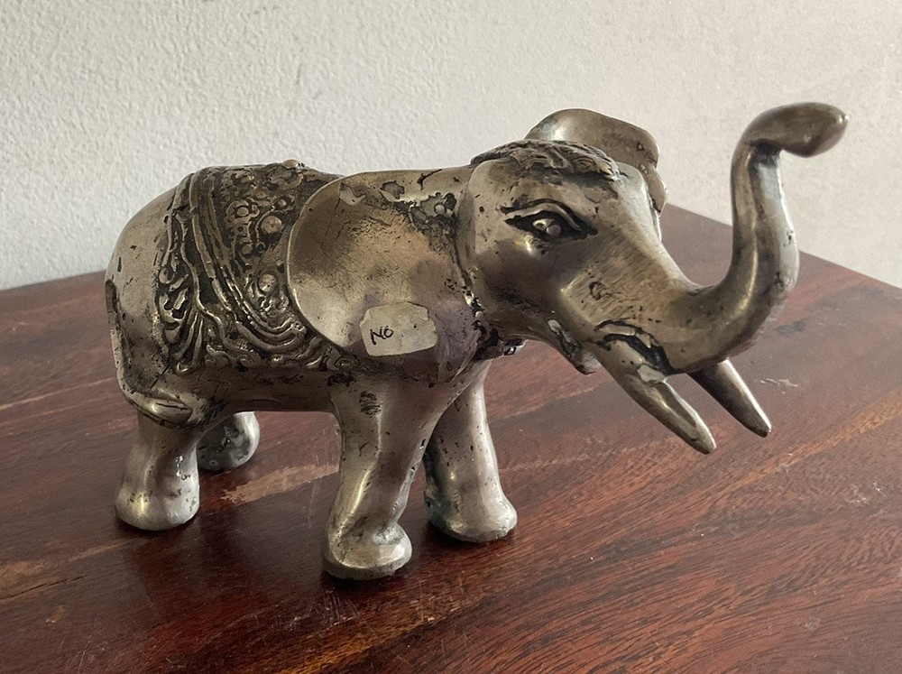 Lovely Silver Tone Elephant Sculpture